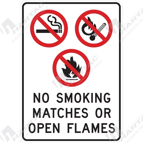 300*450 Prohib Poly Non-Ref No Smoking Matches Or Open Flames With Picto