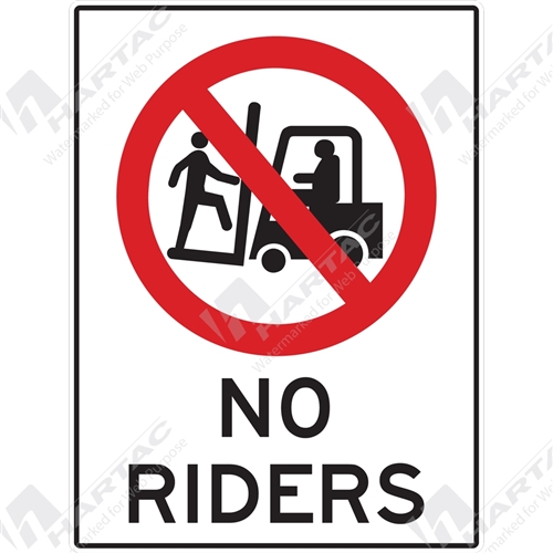 300*450 Prohib Metal Non-Ref No Riders With Picto Black & Red on White