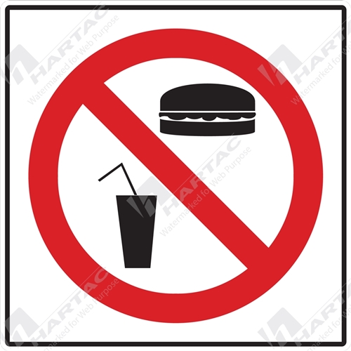300*300 Prohib S/A Non-Ref No Food Or Drink Picto Only Black & Red on White