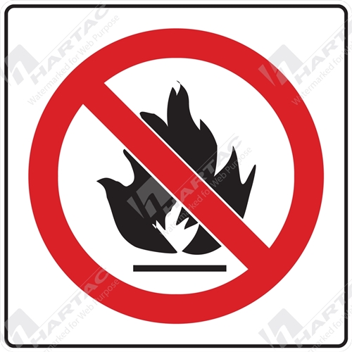 300*300 Prohib S/A Non-Ref No Naked Flames Picto Only Black & Red on White