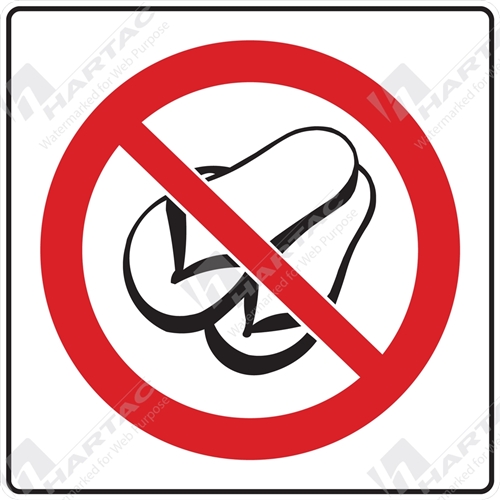 300*300 Prohib S/A Non-Ref No Thongs Picto Only Black & Red on White