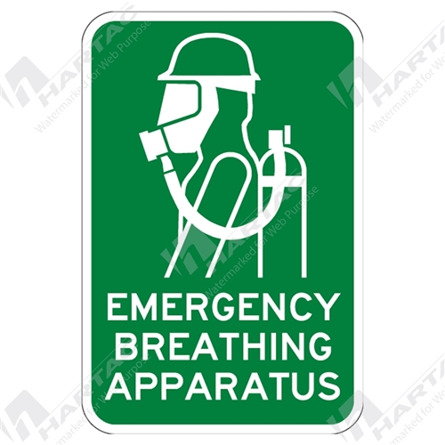 300*450 Gen Metal Non-Ref Emergency Breathing Apparatus With Picto White on Green