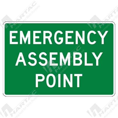300*225 Poly Non-Ref Emergency Assembly Point White on Green
