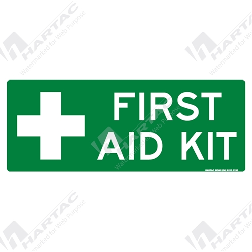 450*180 Metal Non-Ref First Aid Kit With Picto White on Green