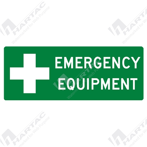 450*180 Poly Non-Ref Emergency Equipment With Picto White on Green