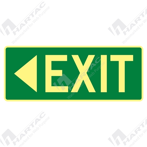 450*180 Metal Lum Exit With Left Arrow Luminous on Green
