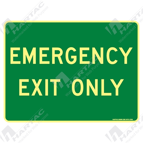 300*225 Metal Lum Emergency Exit Only Luminous on Green