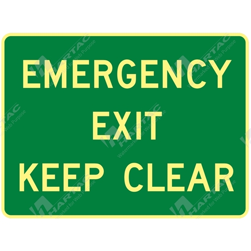 300*225 Metal Lum Emergency Exit Keep Clear Luminous on Green