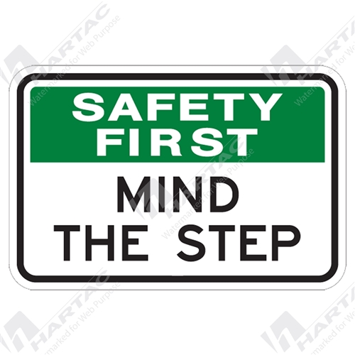300*225 Safety First Poly Non-Ref Mind The Step Green & Black on White