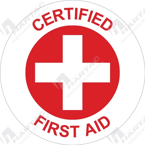 50D Helmet S/A Non-Ref Certified First Aid Red on White