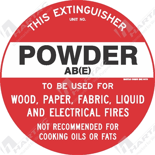 200D Fire S/A Ref CL2 Powder AB(e) Extinguisher Red & Black on White
