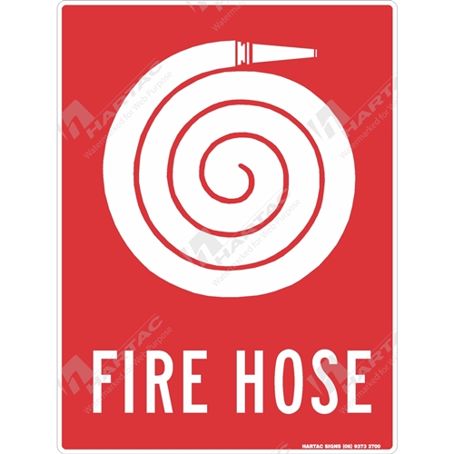 225*300 Fire Poly Non-Ref Fire Hose With Picto White on Red