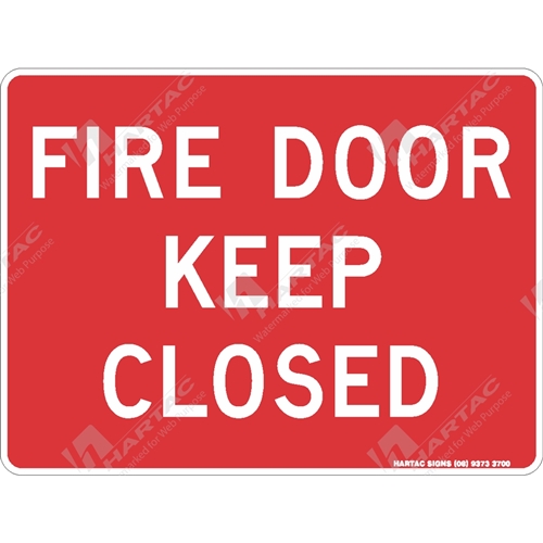 450*300 Fire Metal Non-Ref Fire Door Keep Closed White on Red