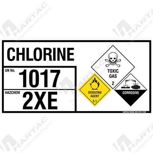 HS6851 Hazchem (EIP) "Chlorine" Metal NonReflective (UN1017 HazCode