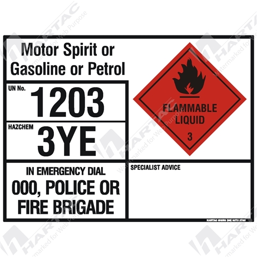 800*600 EIP Metal Non-Ref Motor Spirit Or Gasoline Or Petrol UN1203 3YE Class 3