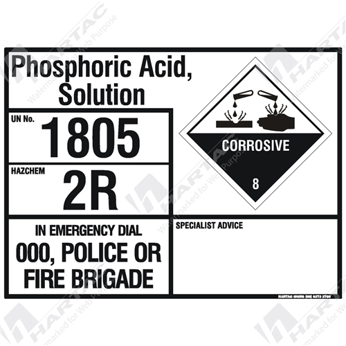 800*600 EIP Metal Non-Ref Phosphoric Acid Solution UN1805 Haz 2R Class 8