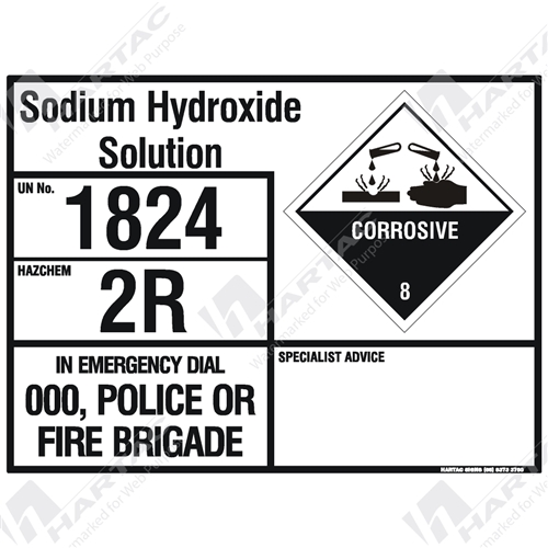 800*600 EIP Metal Non-Ref Sodium Hydroxide Solution UN1824 Haz 2R Class 8