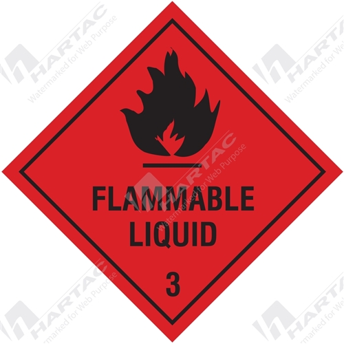 100*100 Haz S/A Non-Ref Flammable Liquid 3 With Picto Diamond Black on Red