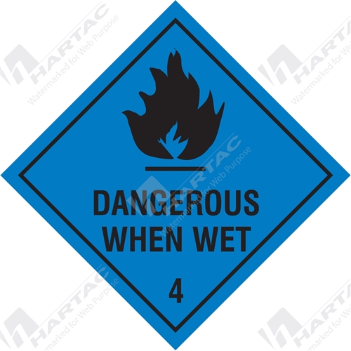 100*100 Haz S/A Non-Ref Dangerous When Wet 4 With Picto Diamond Black on Blue