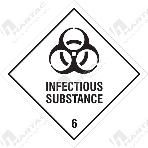 300*300 Haz Metal Non-Ref Infectious Substance 6 With Picto Diamond Black on White