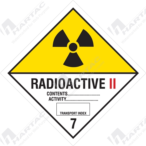 100*100 Haz S/A Non-Ref Radioactive II With Picto Contents/Activity/Transport 7