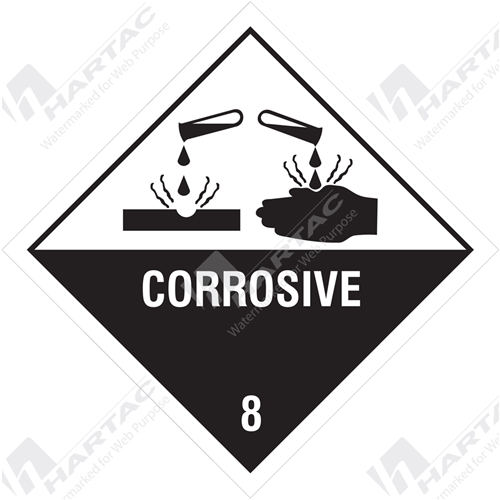 300*300 Haz Metal Non-Ref Corrosive 8 With Picto Diamond Black on White