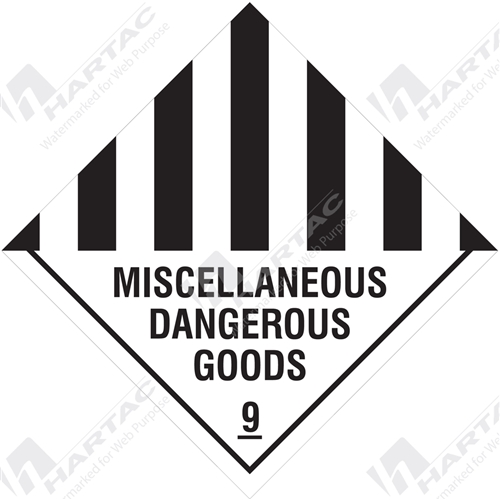 300*300 Haz S/A Non-Ref Miscellaneous Dangerous Goods 9 Diamond