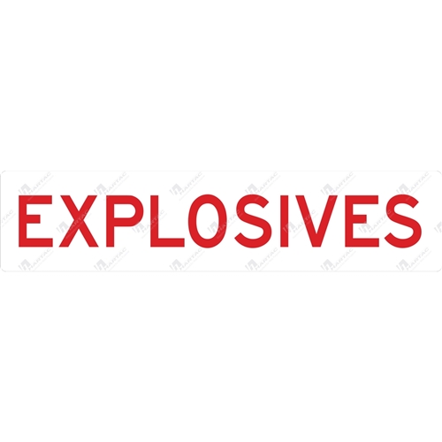 900*185 Haz Metal Ref CL2 Explosives Red on White
