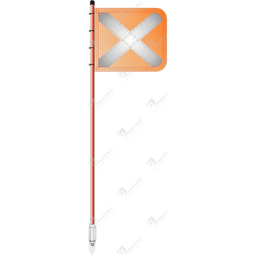 2.5mtr Reflective X Orange Mesh Flag Aerial with Bolt-On Base