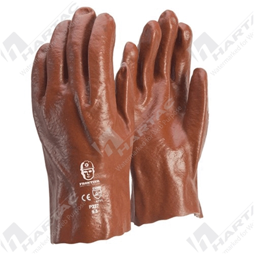 Frontier Glove PVC Red 27cm Single Dip Size L (Pk of 12 Pairs)