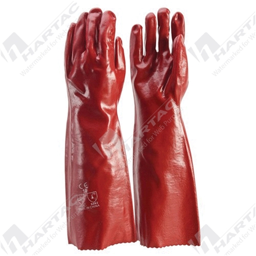 Frontier Glove PVC Red 45cm Single Dip Size L (Pk of 12 Pairs)
