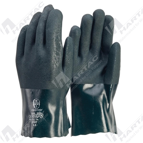 Frontier Glove PVC Green 27cm Double Dip Size L (Pk of 12 Pairs)