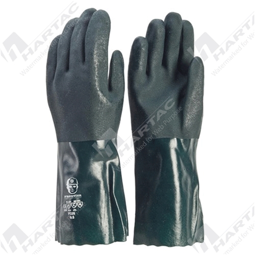 Frontier Glove PVC Green 35cm Double Dip Size L (Pk of 12 Pairs)