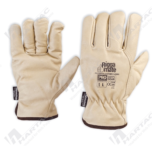 Riggamate Lined Glove Pig Grain Leather avail w/ Header Card HCPGL41TL Pk12