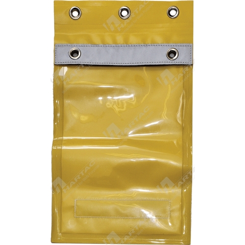 Yellow A4 PVC Permit Document Holder with Eyelets and Clear Front