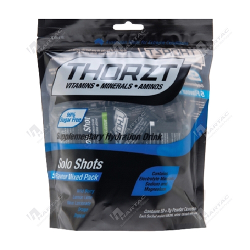 Thorzt Solo Shot 3g Sachet Sugar Free Electrolyte Mix Pk of 50, 5 Fruits Mixed Packs