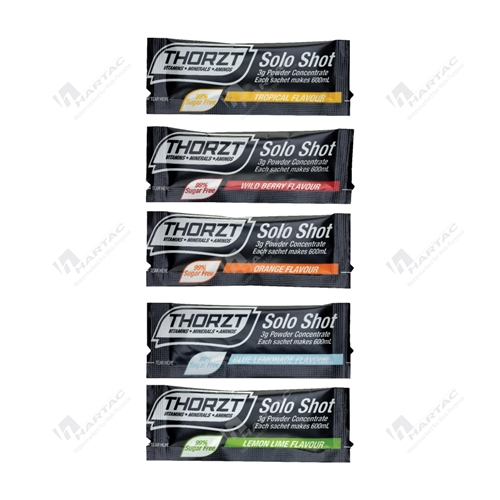 Thorzt Solo Shot 3g Sachet Sugar Free Electrolyte Mix Pk of 50, 5 Fruits Mixed Packs