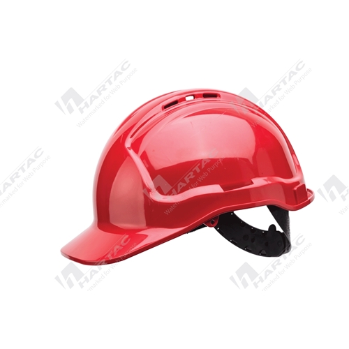Frontier Tuffgard Hard Hat - Vented 6 Point Poly Cradle Suspension, Red (MOQ 12)