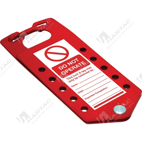 TAGO Labelled Lockout Hasp Red 10x 7.5mm Holes