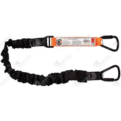 LINQ Single Elastic Lanyard w/ 2x Triple Action Karabiner, 2m Length