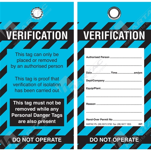 Verification Tags 80*160 Black & Blue 7mm Eyelet & Strung pk 100