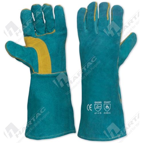 Pyromate Green/Gold Kevlar Glove Left Hand Pair One Size Fits All