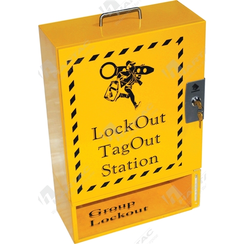 Yellow Steel Lockout Station with Group Lockbox 355x533x152mm