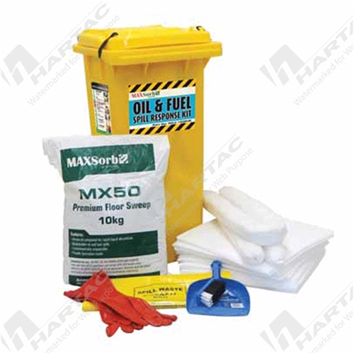 Oil & Fuel Spill Kit (Economy) in 120L Wheelie Bin