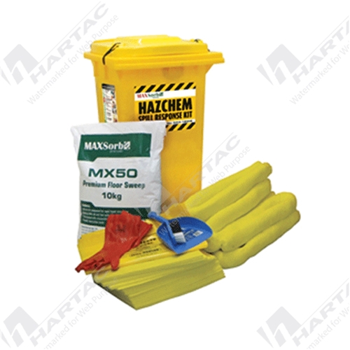 Hazchem Spill Kit in 120 L Wheelie Bin