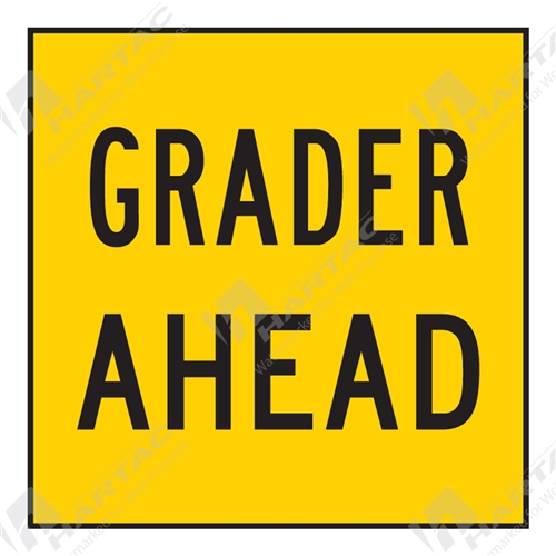 600*600 Traff Corflute Ref CL1 Grader Ahead Black on Yellow