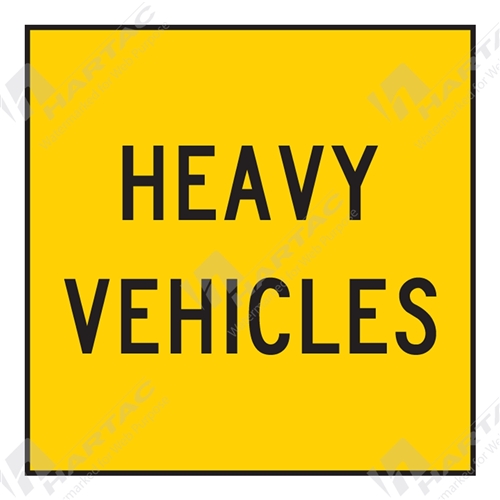 600*600 Traff Corflute Ref CL1 Black on Yellow Heavy Vehicles