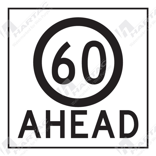 600*600 Traff Corflute Ref CL1 60km Speed Ahead Black on White