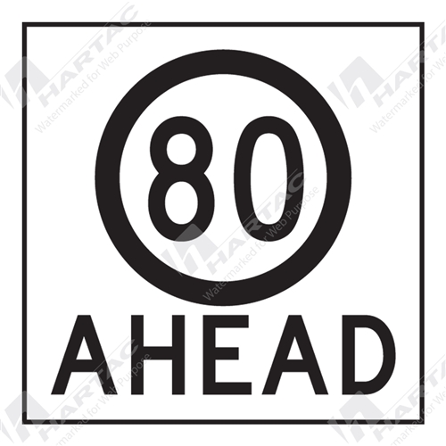 600*600 Traff Corflute Ref CL1 80km Speed Ahead Black on White