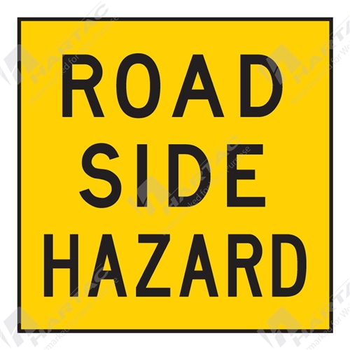 600*600 Traff Corflute Ref CL1 Road Side Hazard Black on Yellow